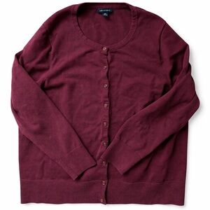 Lands’ End Burgundy Button Front Cardigan Sweater 2X Classic Soft Knit